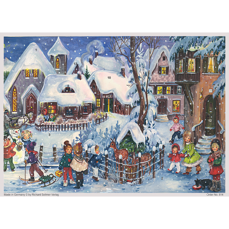 Winter, Schnee, Dorf, Kinder, Tiere