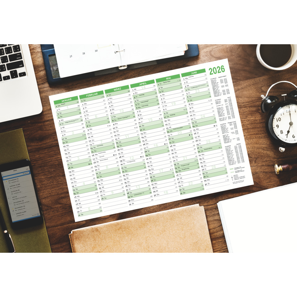 Kalender, Planer, Utensilien, Laptop, Uhr