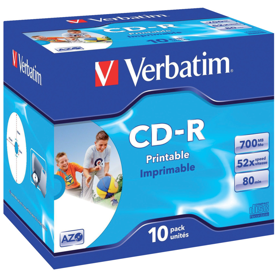 CD-R, Printable, Verbatim, 10 pack, optical disc
