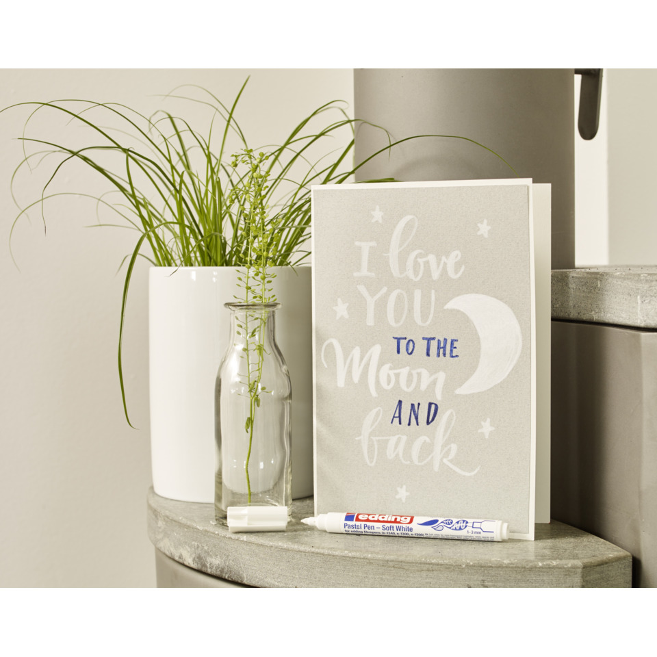 Card, Moon card, Greeting card, Pastel colors, Marker pen