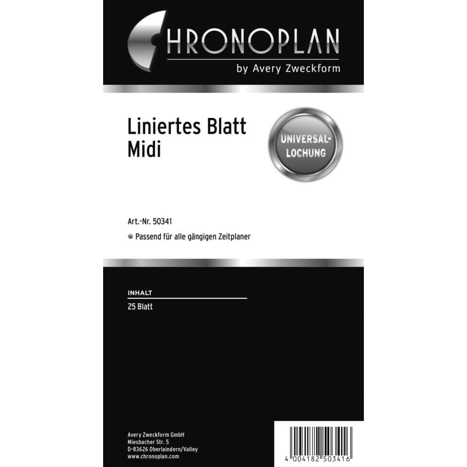 Liniert, Blatt, MIDI, 25 Blatt, Zeitplaner