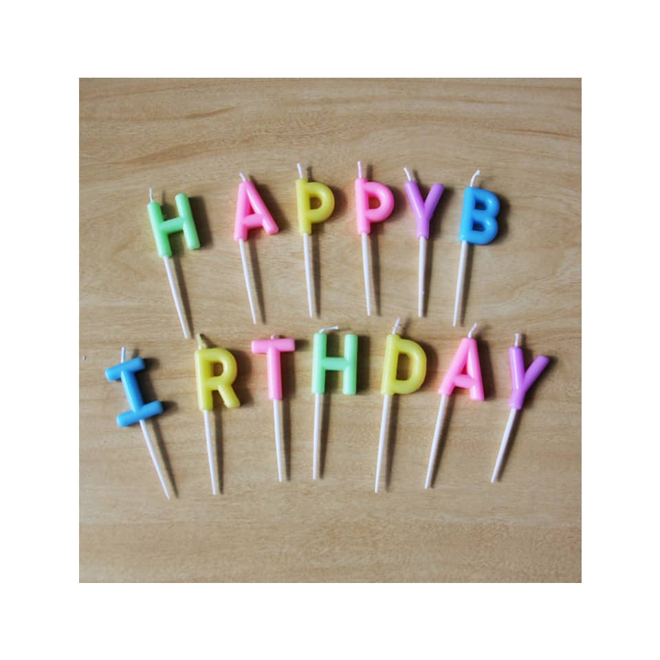  birthday candles, letter candles, colorful candles, wooden surface, hollow letters