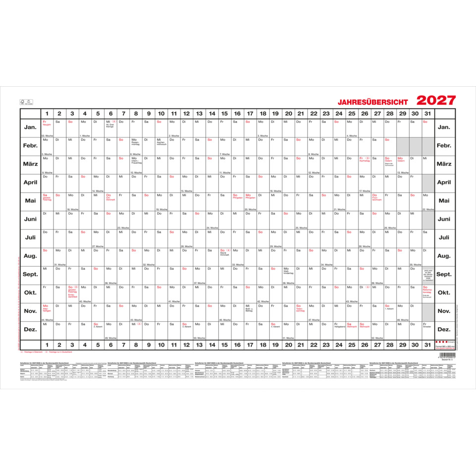 Kalender, Jahreskalender, Wandkalender, Monatskalender, Gregorianischer Kalender