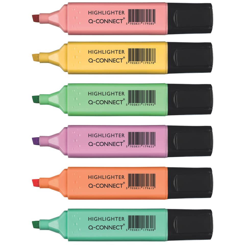 Highlighter, Marker, Fluorescent, Pastel colors, Multi-pack
