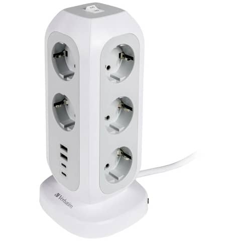 Verteiler EUPT-01 Kabel 2m 11x 230V EU 2x USB Typ-A 2x USB Typ-C weiß VERBATIM 49547