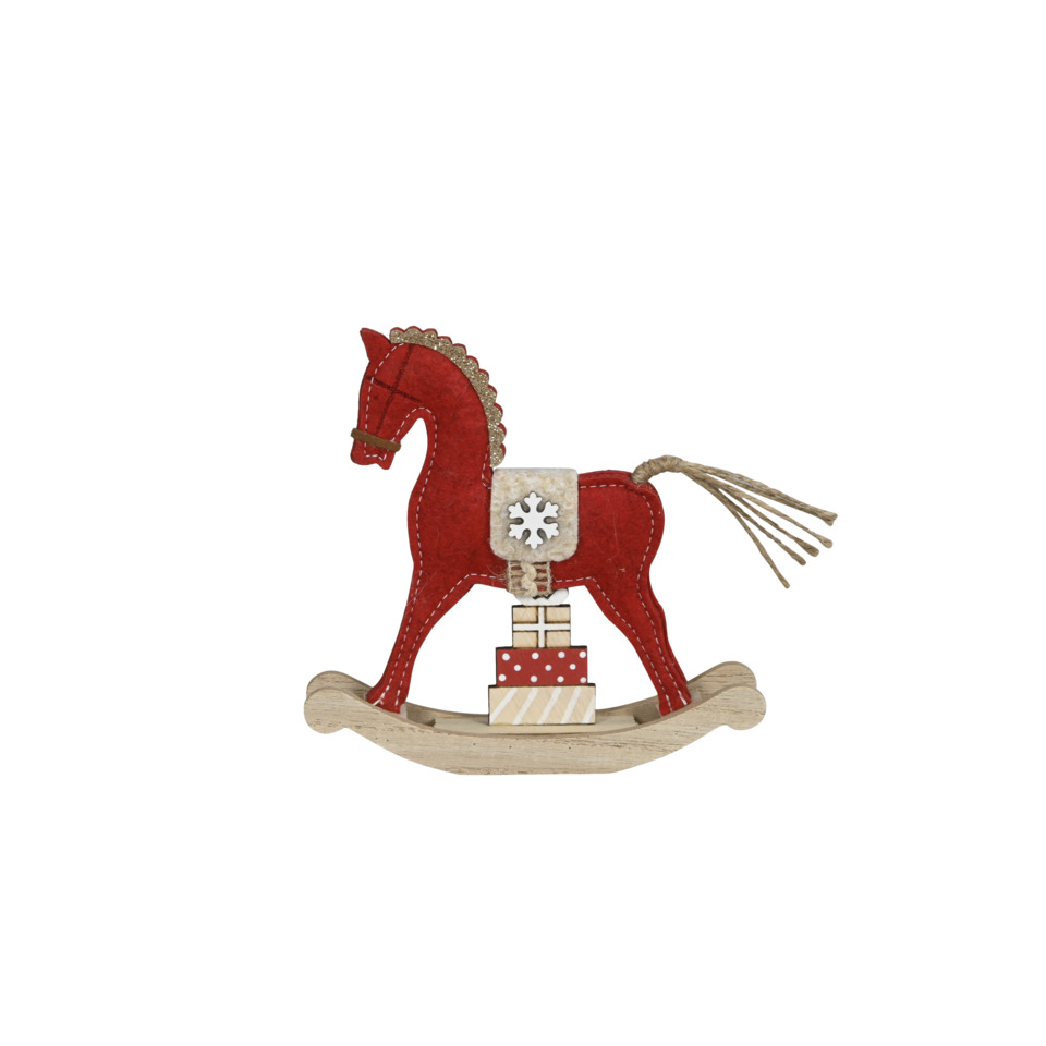 Weihnachtsfigur Schaukelpferd, 16 x 3,5 x 14 cm, Polyester, rot  670309016402