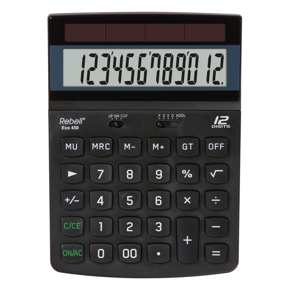Taschenrechner, Schwarz, 12-Stellige Anzeige, Tastatur, ETC