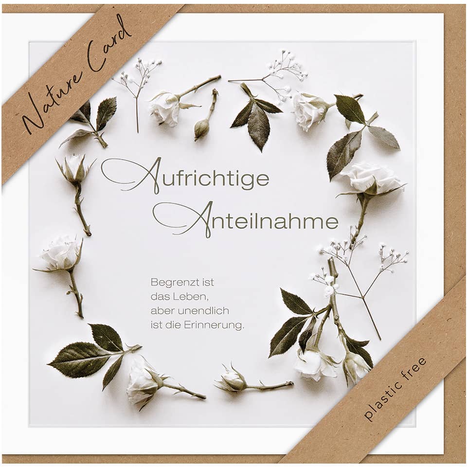 Nature card, Karte, Blume, weiße Rose, getrocknete Blumen