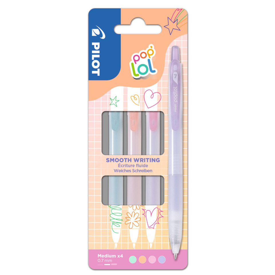 Smoothes Schreiben, Gelschreiber, Pastellfarben, Mediansatz, 4er-Set