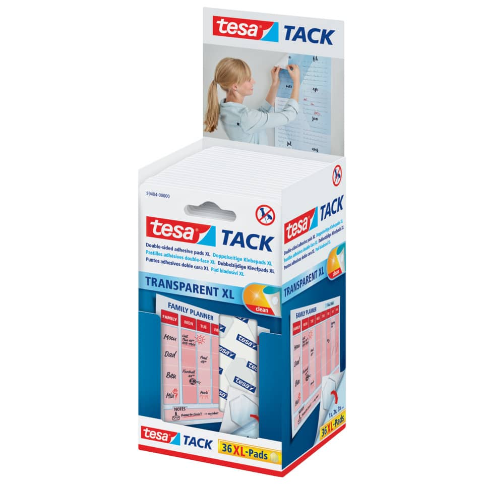 Transparente XL Pads, Familienplaner, Verpackungskarton, Tack Markenanzeige, XL Pads