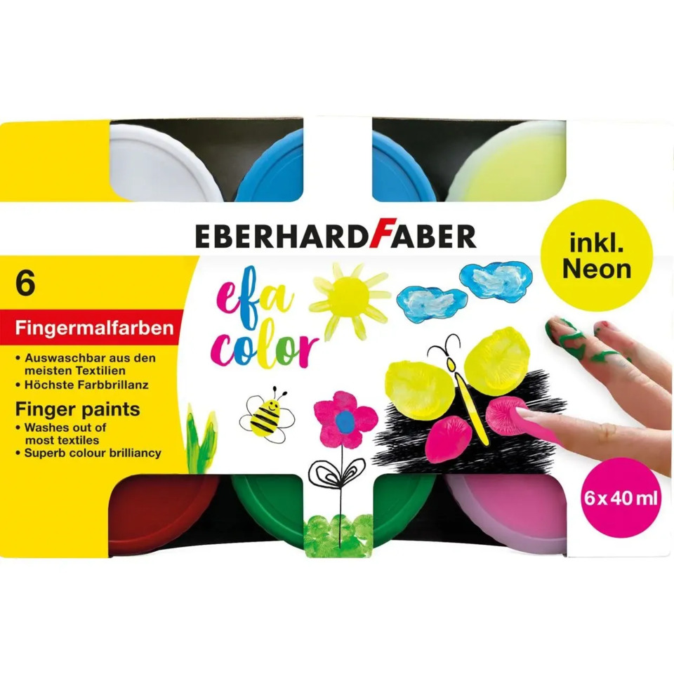 Fingerfarben, Fingerfarben, Acrylfarben, Neon, 6x40ml