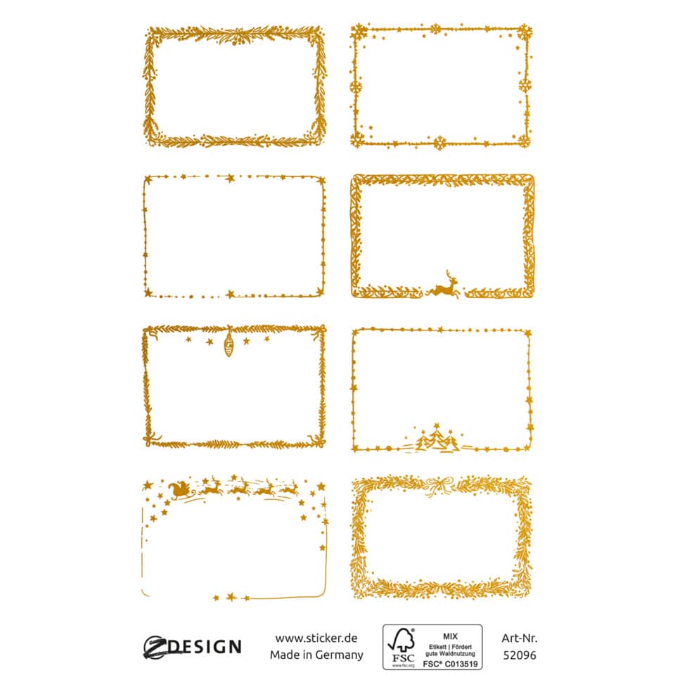 label frames, gold border, decorative borders, gift sticker, holiday frame