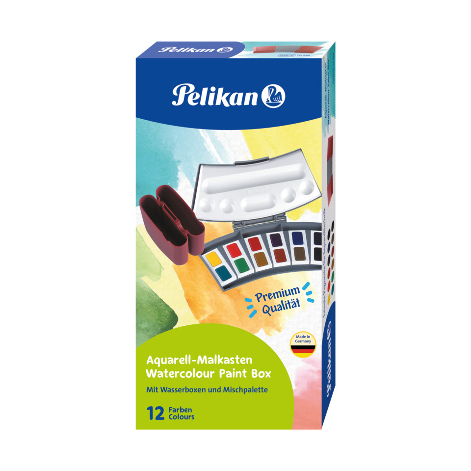 Aquarell-Malkasten, Wassermalfarben, Malkasten, Palette, 12 Farben