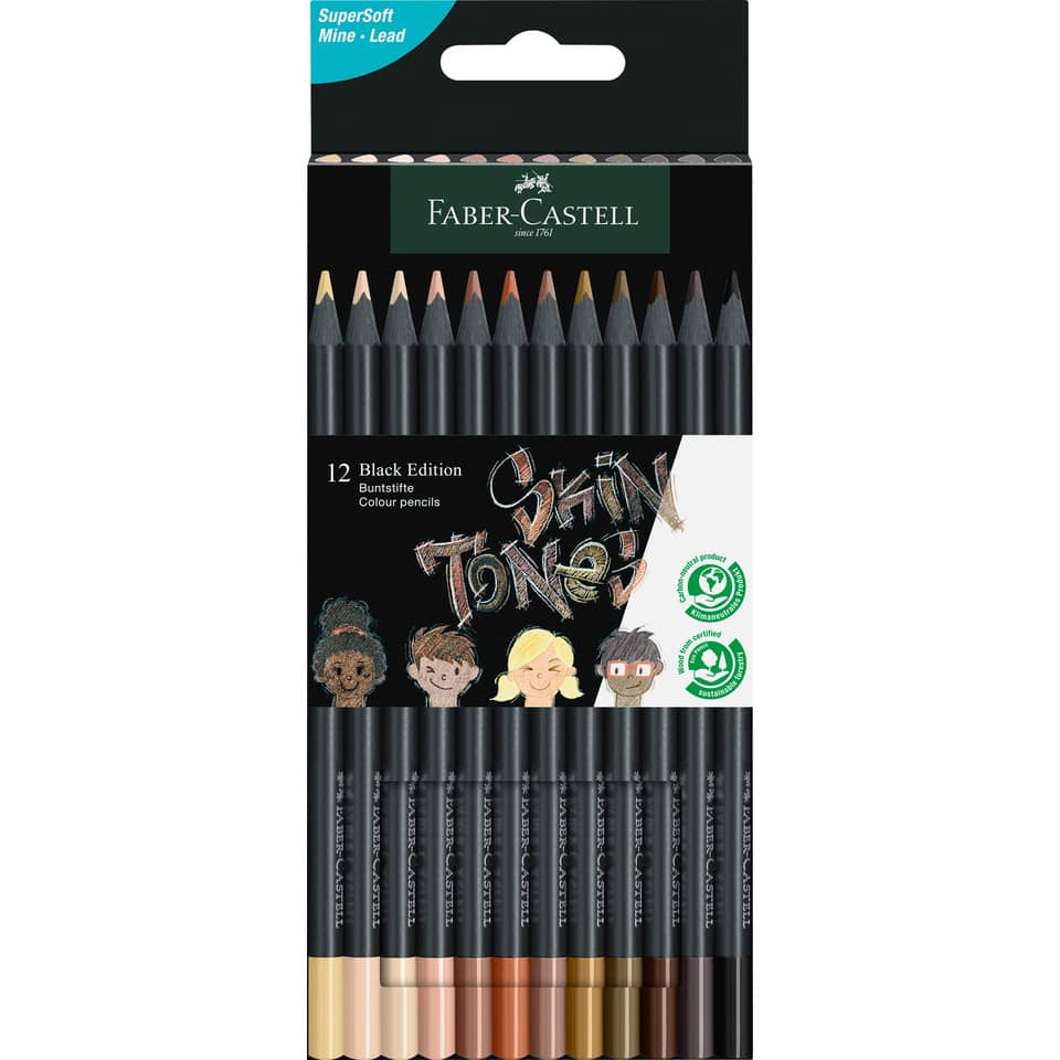 Bleistiftfarben, Aquarellstifte, Farbstifte, Kohlebleistifte, 12er Packung
