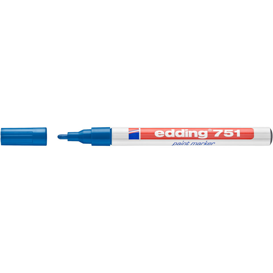 Marker, Whiteboard marker, Edding 751, Blue cap, Chisel tip