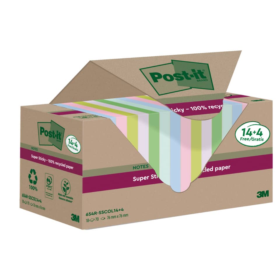 Notebooks, Sticky notes, Farbige Streifen, Post-it Notizen, Recycelte Karton