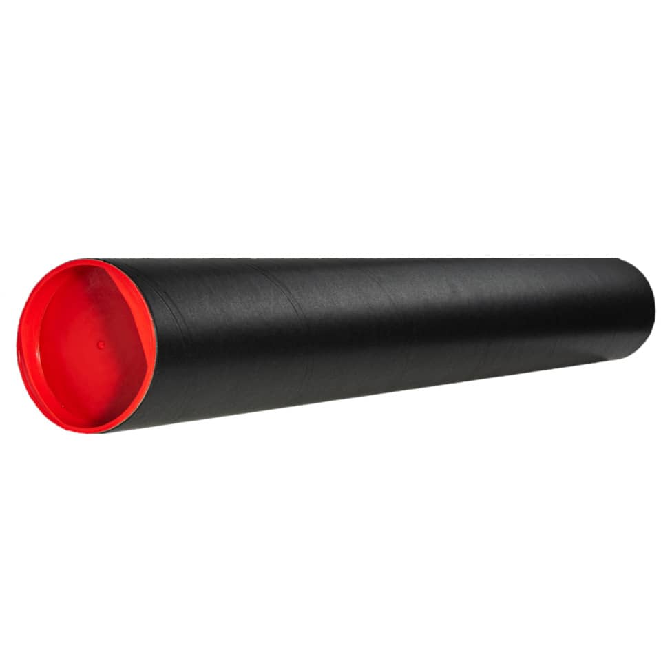 Schlitzrohr, rohrförmig, schwarz, rohrende, roter Deckel
