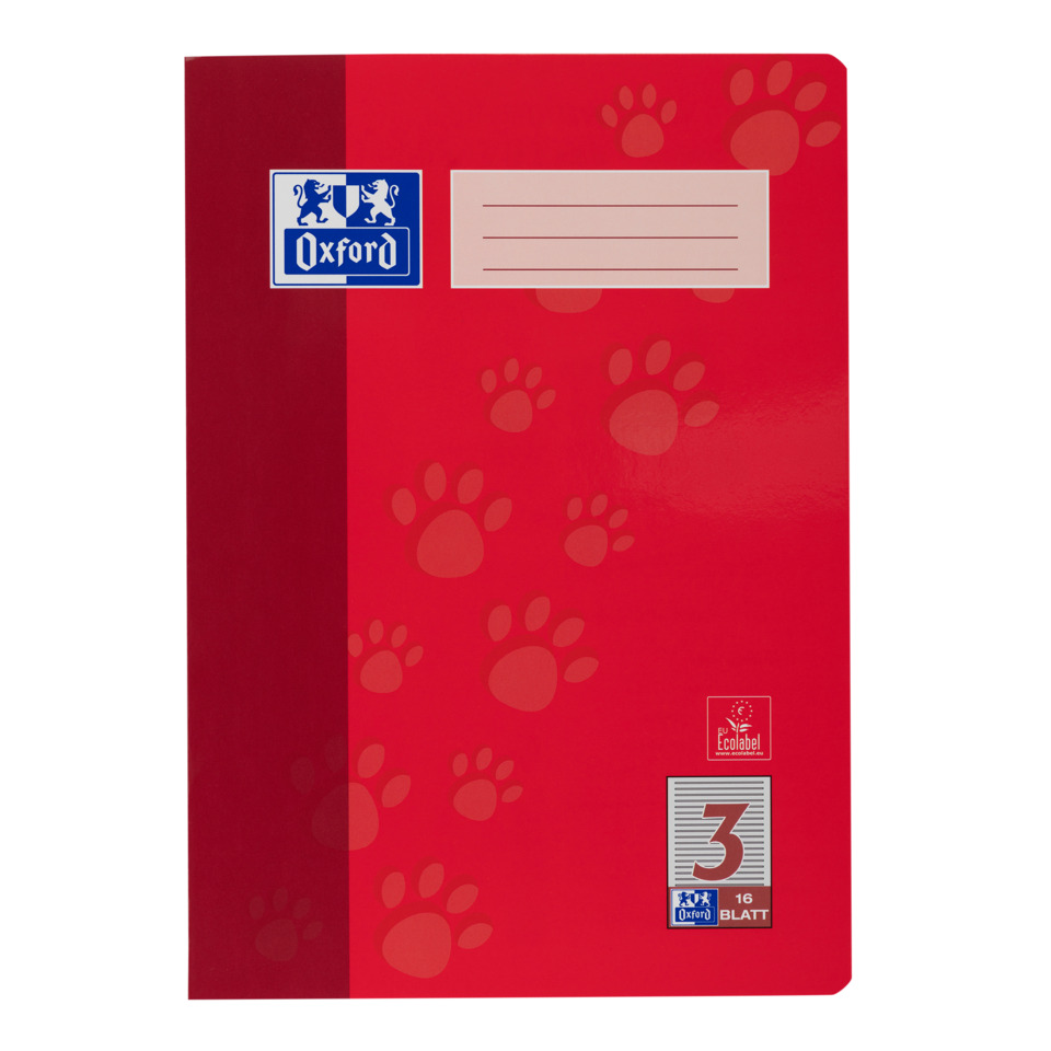 Heft, A4, 90g/m², 16 Blatt, Lin.3, liniert, rot OXFORD 100050402