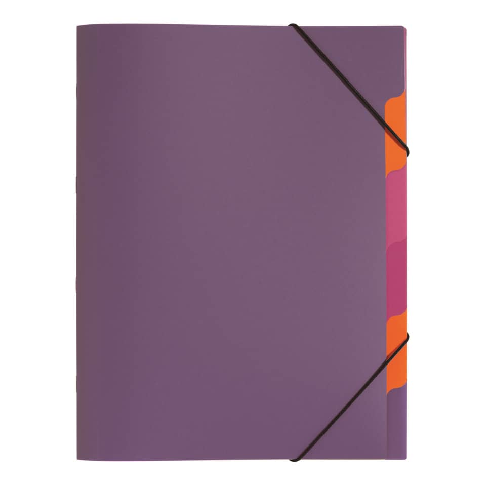 Notizbuch, Lederoptik, Purple, Spiralloser Einband, Gummibordüren