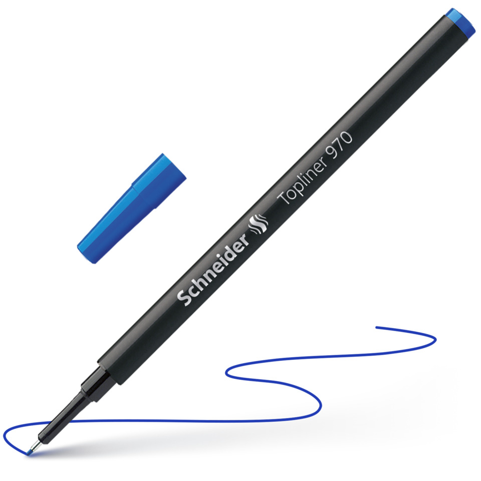 Marker, Stift, Fineliner, Blau, Schneider Topliner 970