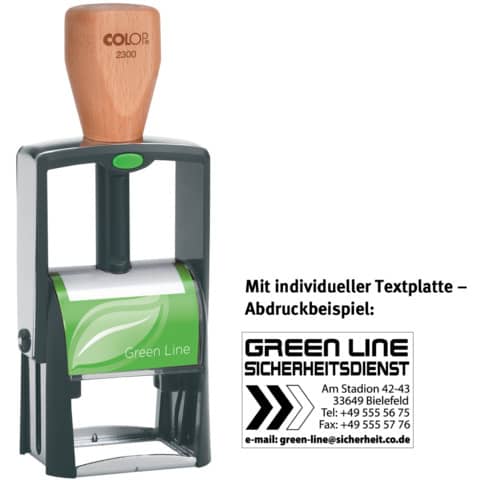 Selbstfärbestempel Green Line mit Platte 7 Zeilen   individuell COLOP 2300GLP