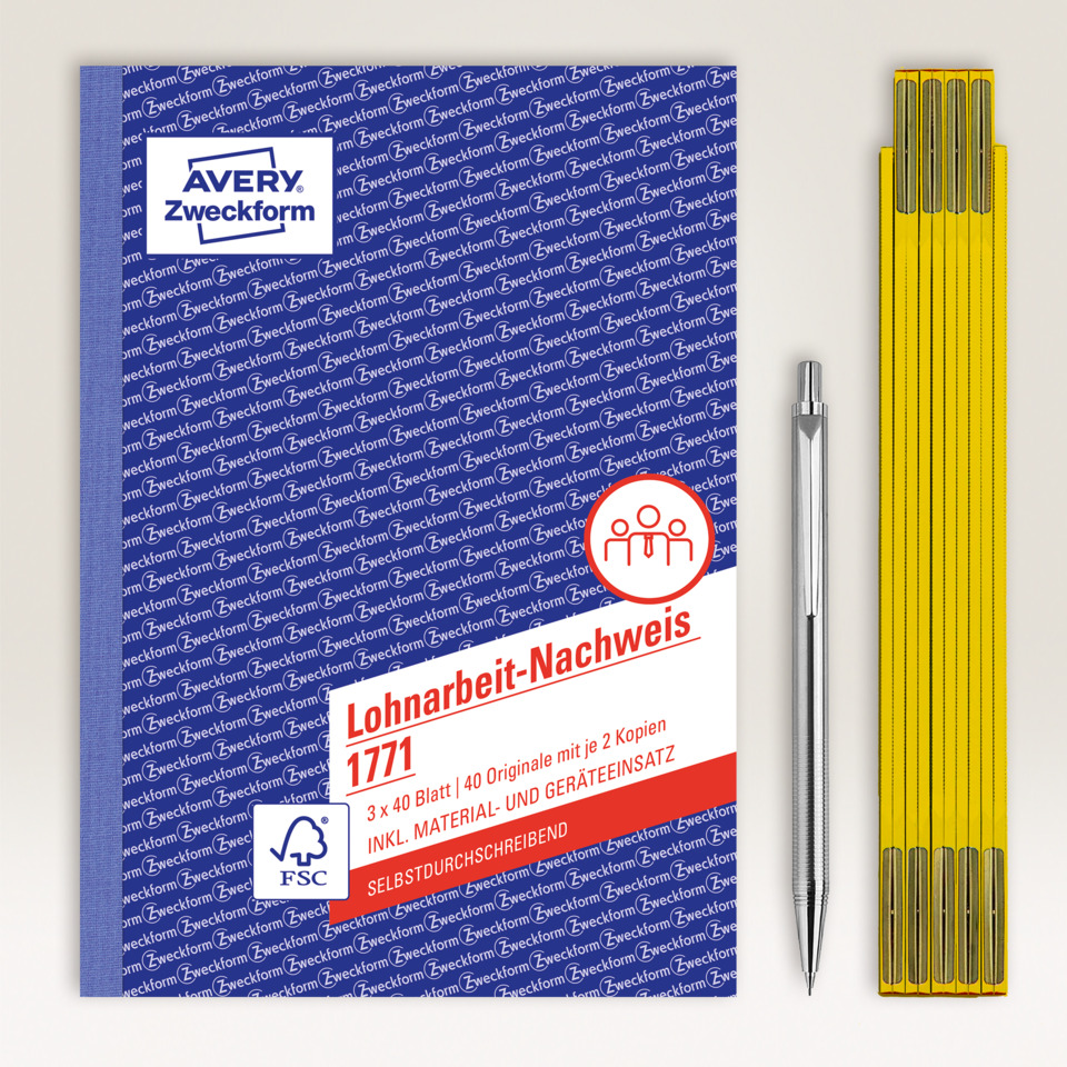 Notizblock, Avery, Lohnarbeitsnachweis, Kopien, Zweckform