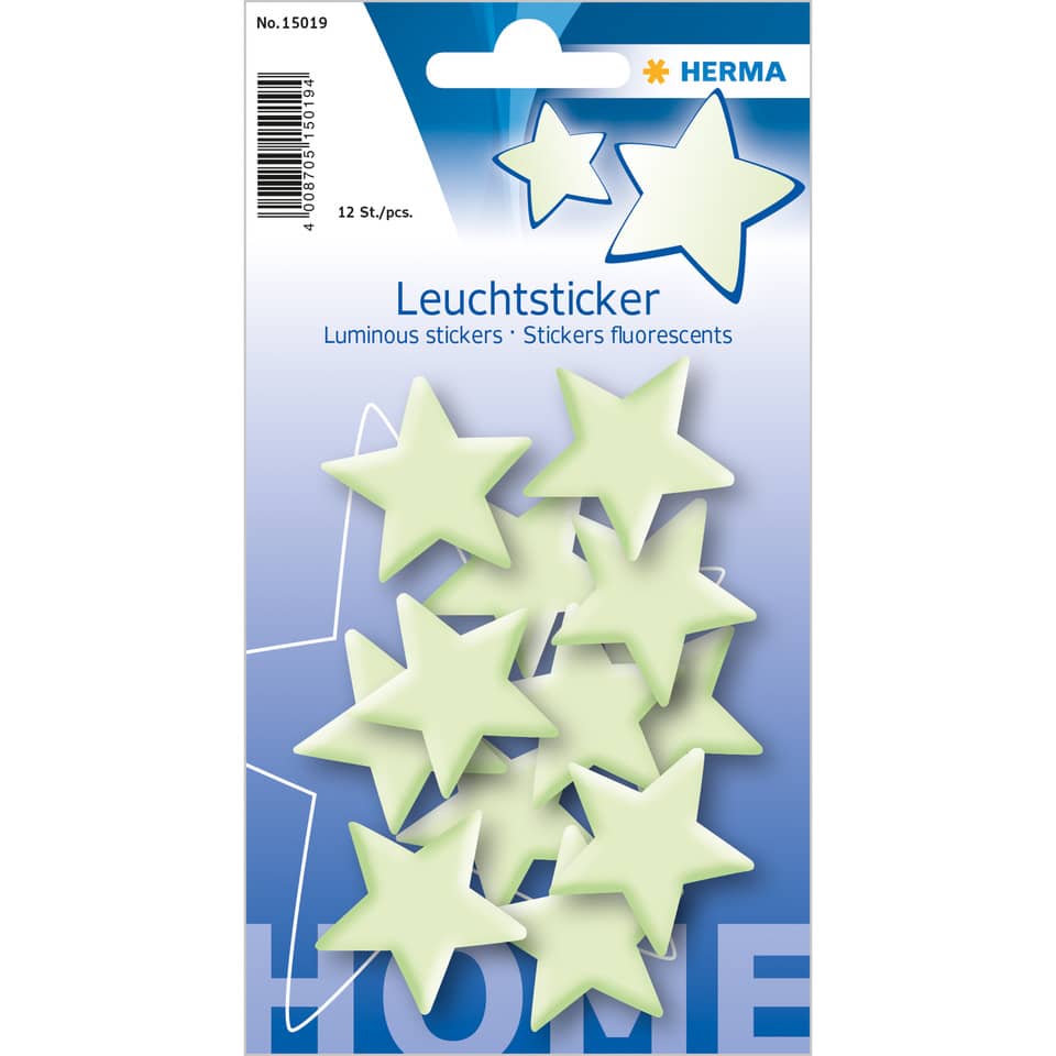 Leuchtsticker, Sterne, Glows, selbstklebend, Stickerpaket