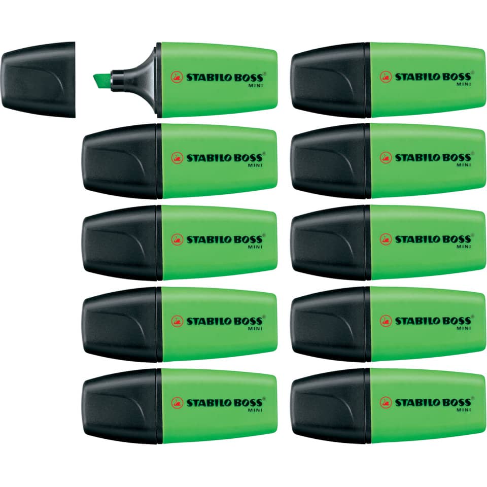 Highlighter, Marker, Chisel tip, Green, Stabilo Boss Mini