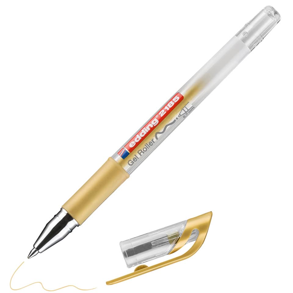 Gelstift, Roller, Kugelschreiber?, Kappe, Goldfarben, Trageclip