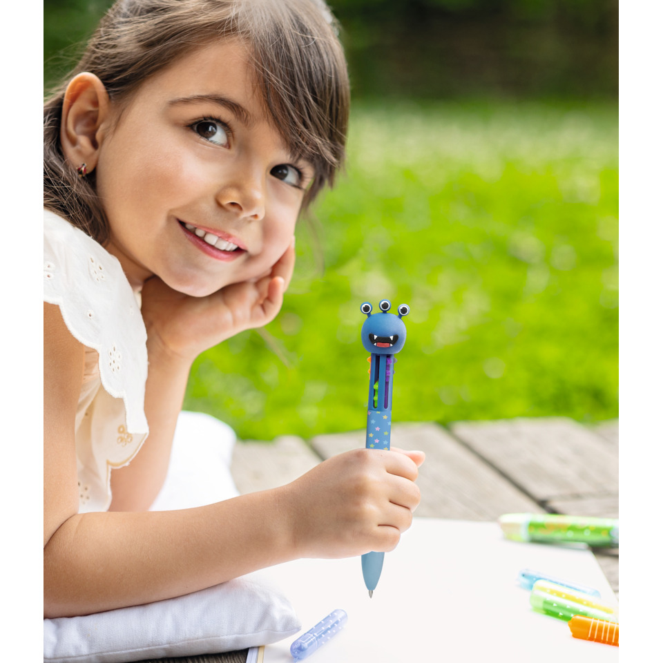 Kinderillustration, Kugelschreiber, Spaßtier, blauer Stift, Outdoor