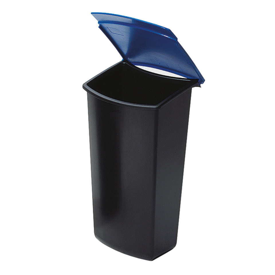 abfalleimer, mülleimer, sortierbehälter, kunststoff, schwarz, bleu deckel