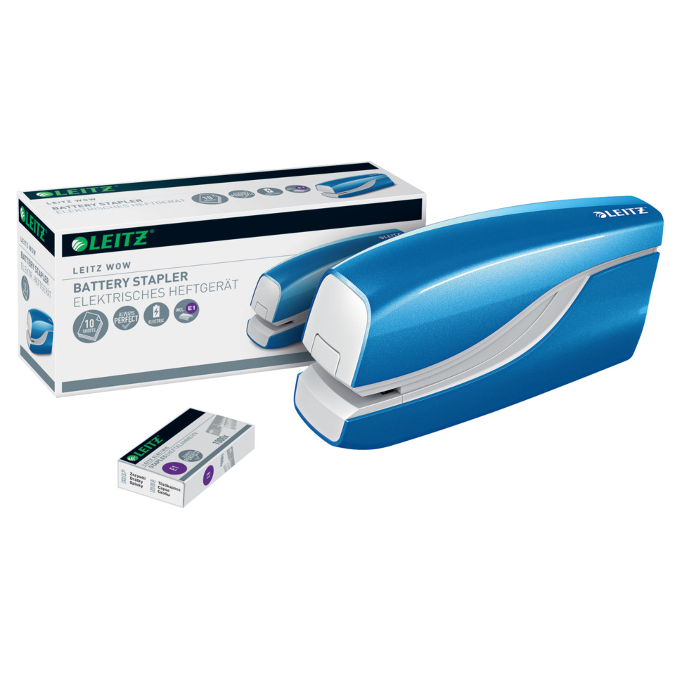 Aktenschredder?, Stapel-Heftgerät, Streifen?, Batterie stapler, Elektrisches Heftgerät, Blaues Heftgerät