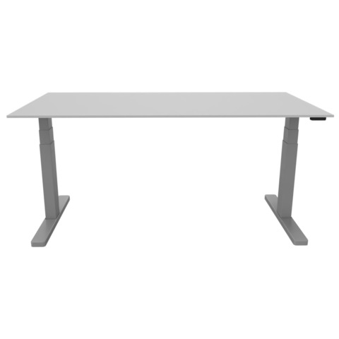 Schreibtisch -T-Fuß, 160 x 65-130 x 80 cm, elektrisch höhenverstellbar, grau/silber Q-CONNECT KF14155
