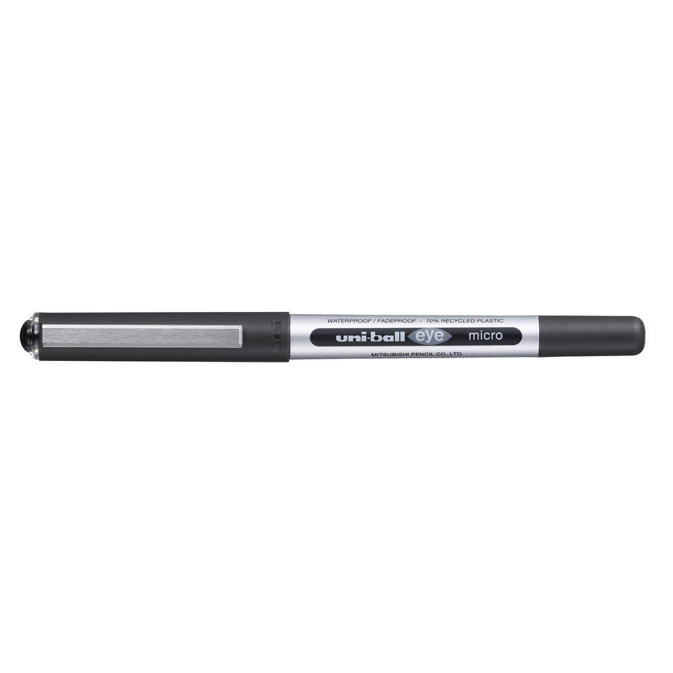 unni-ball, micro, whiteboard marker, metallic body, recycled plastic