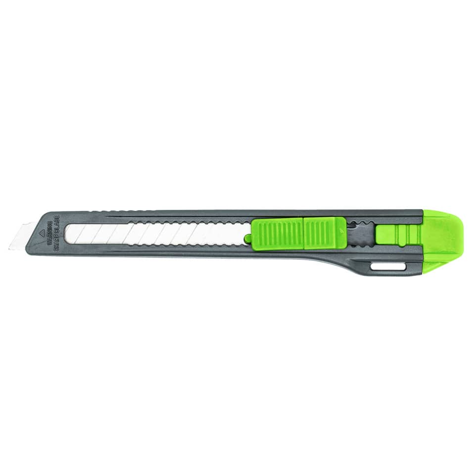 cutting knife, box cutter, retail knife, adjustable blade, green handle