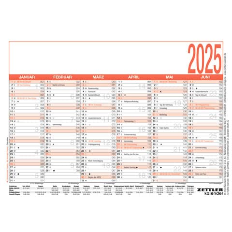 Arbeitstagekalender 2026, A6, 6M/1S ZETTLER 660143