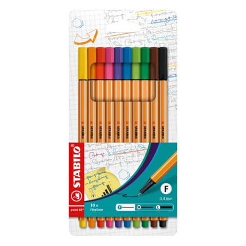 Fineliner point 88® Etui, 0,4 mm, Etui mit 10 Stiften STABILO 8810