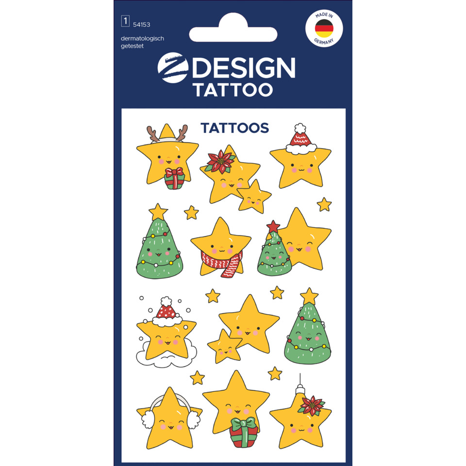 Sterne Sticker, Weihnachtsaufkleber, Tattoo Sticker, Weihnachtsbaum, Winterdekoration