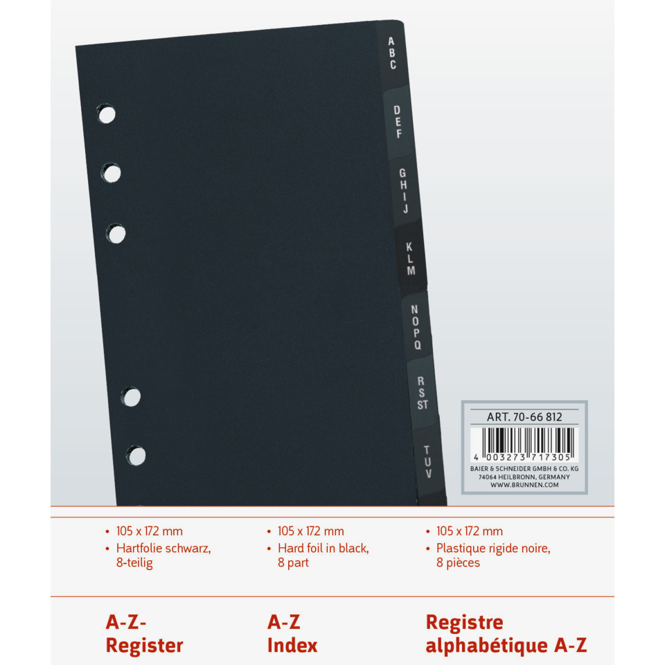 Ordner, Ringbinder, Schwarz, acht-teilig, Indexregister