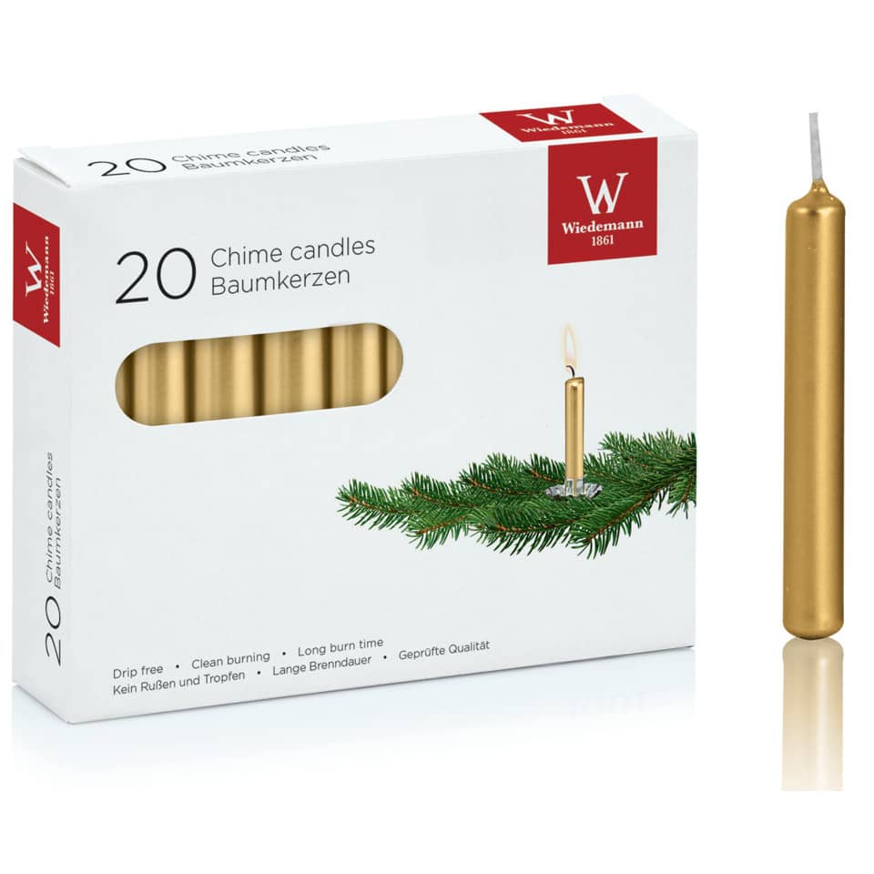 Stumpenkerzen, Chime Candles, Goldfarben, Langzeit Brenndauer, Weihnachtsdeko