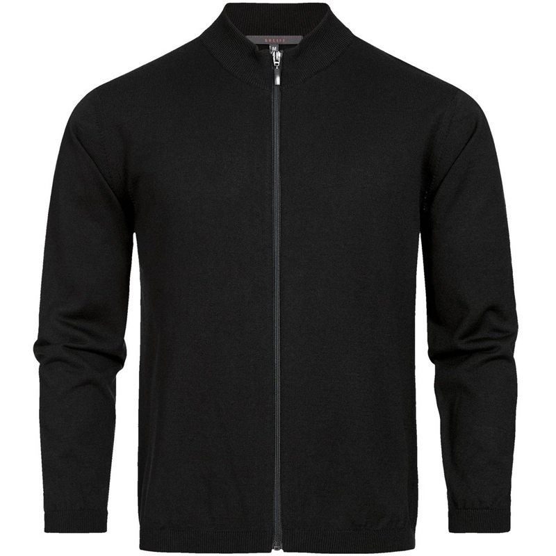 GREIFF Herren-Strickjacke Regular Fit schwarz mit Reißverschluss