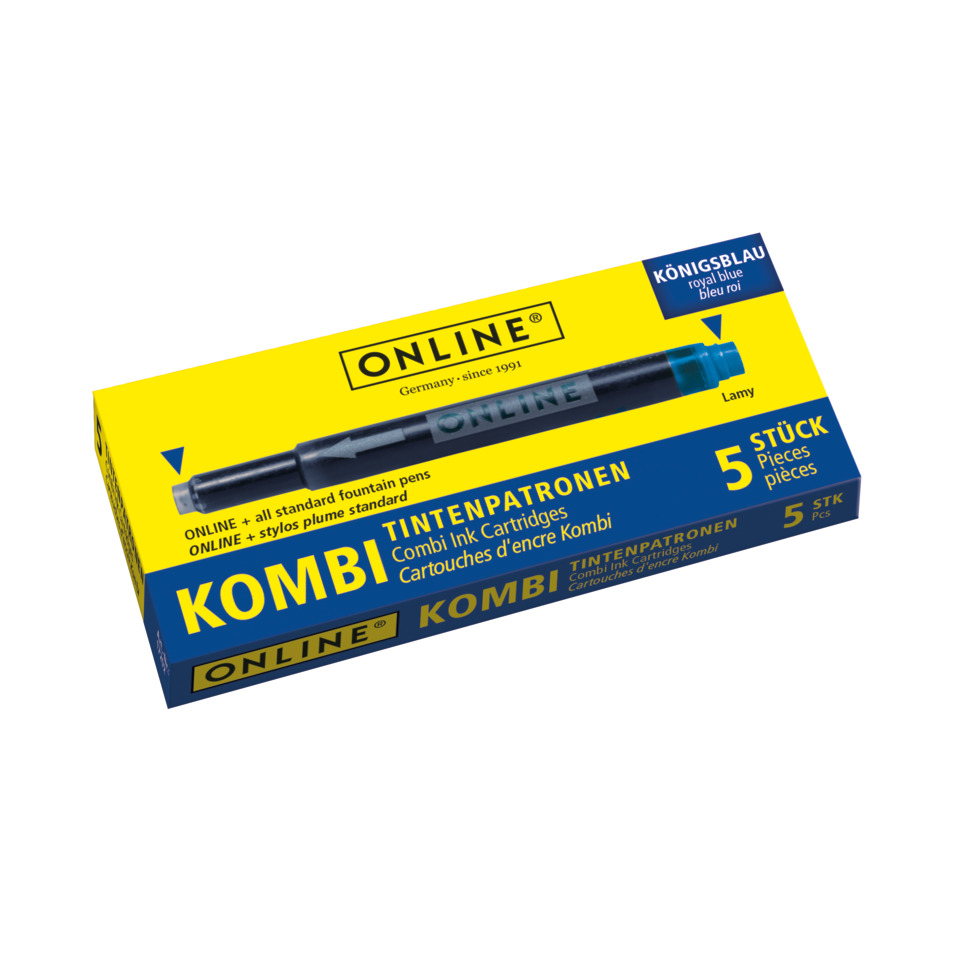 Kombi-Tintenpatronen, Tintenkartuschen, Stiftpatronen, Kombipack, Gelb-Blau Box
