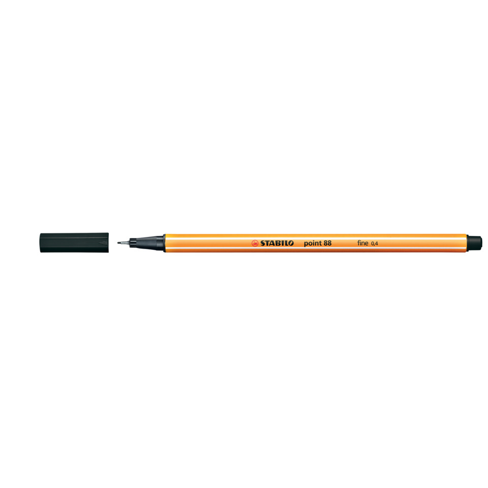 Marker, Feiner Punkt, Orange, Metallkörper, Kappe abnehmbar