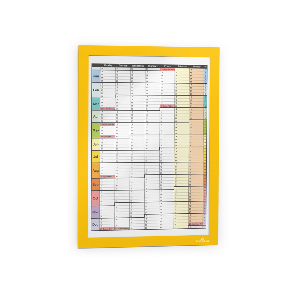 Kalender, Wandkalender, Monatskalender, Jahreskalender, Rahmen in Gelb