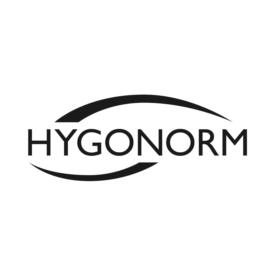 Logo, HYGNORM, Markenzeichen, schwarze Bögen, Wortmarke