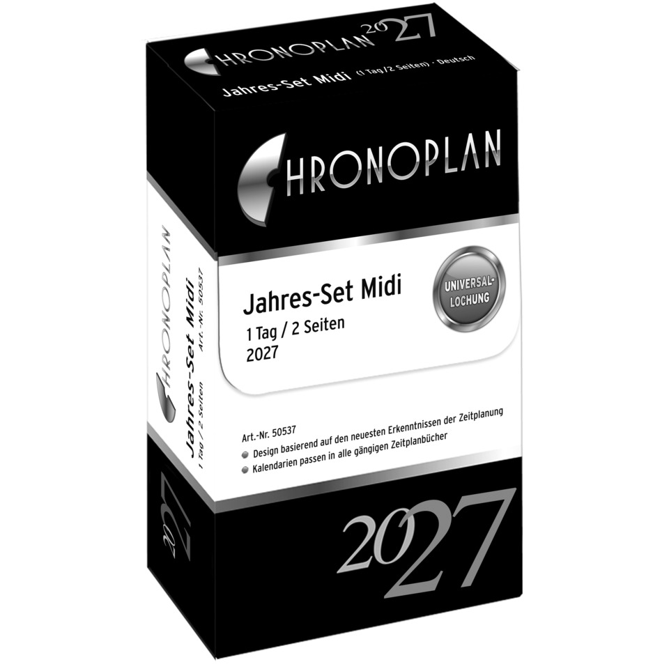 Jahres-Set Midi, Zeitplaner, Kalenderbuch, Universell Lochung, Vertikalbox