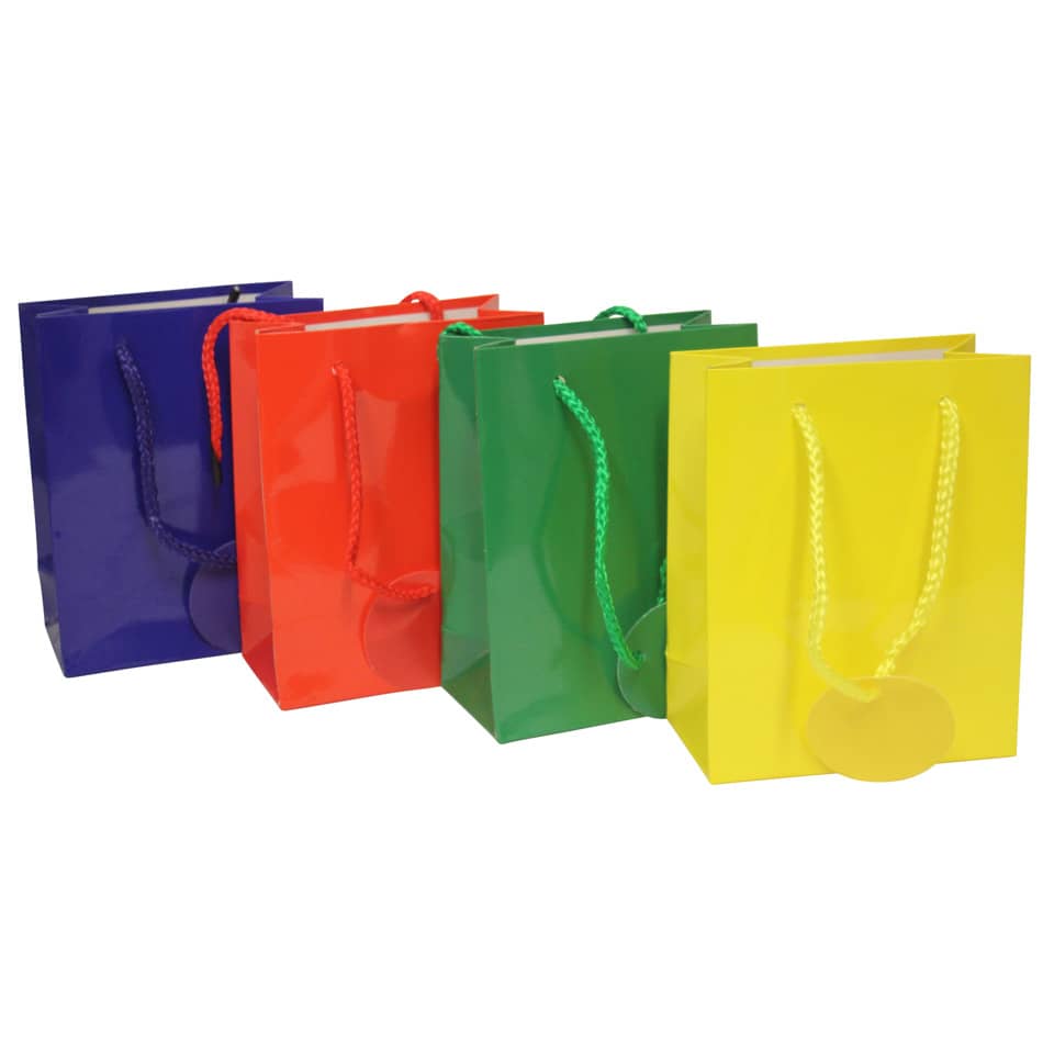 Geschenktüten, Papierbeutel, bunte Tüten, Kordelhenkel, Kugeldeckel
