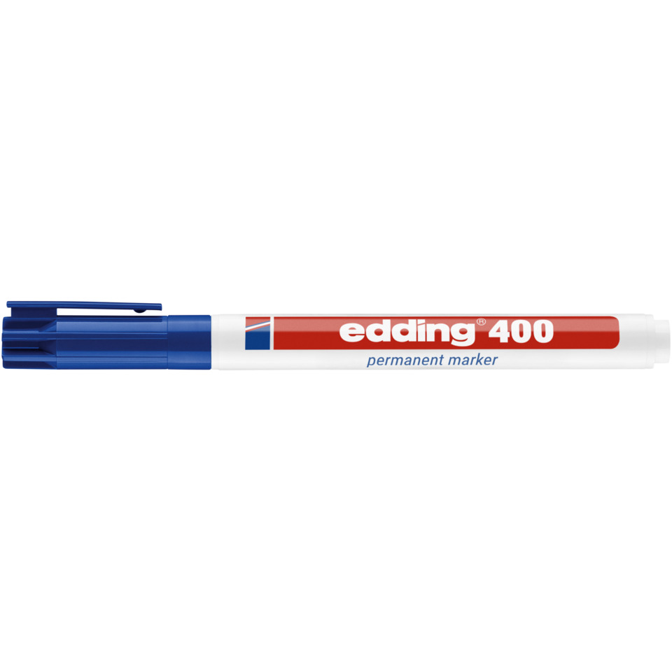 Permanentmarker, Marker, Blauer Deckel, Edding 400, Weißer Körper