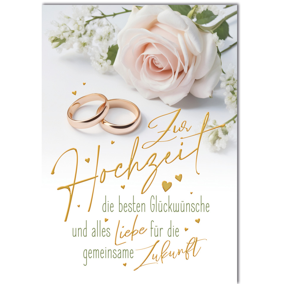 Hochzeitskarte, Ringe, Rose, Hochzeit, Herz