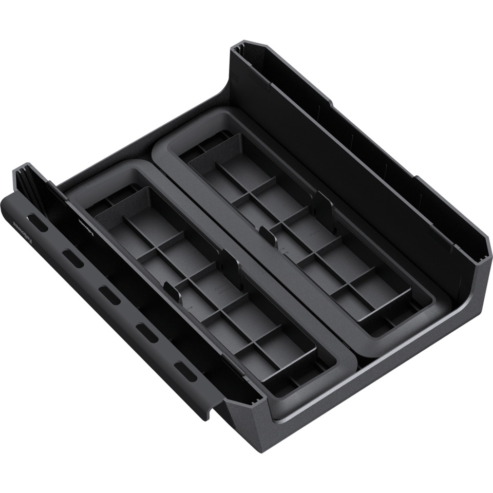 Schubladenauszug, Organizer, Kartenhalter, Kunststoff, Fächer, Speicherablage, Schubladeneinsatz, modularer Organizer, schwarzes Plastik, abgeteilte Fächer